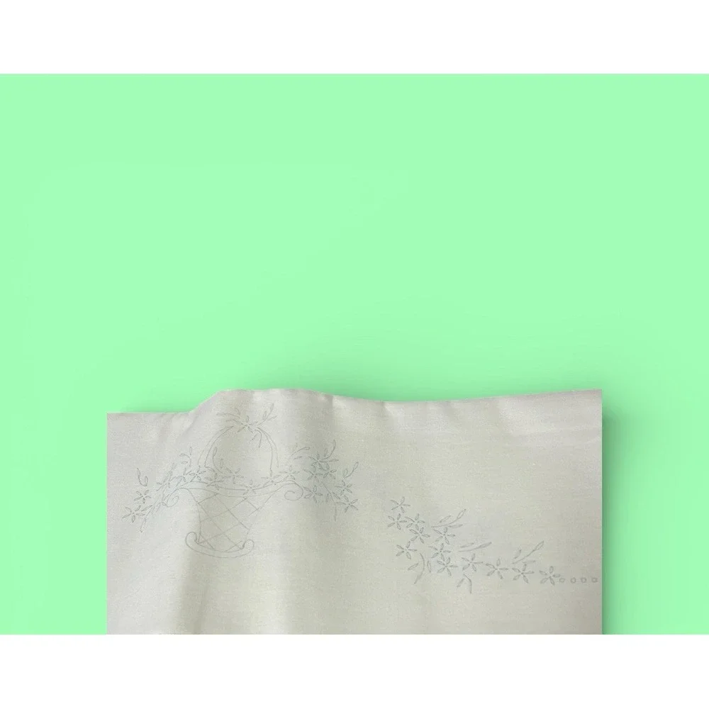 2 Standard Pillowcases Stamped Embroidery‎ Ready Basket Floral Garden Pattern